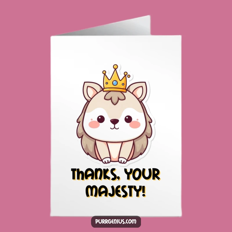 Free Printable Thank You Card: Royal Animal Crown Gratitude Downloadable