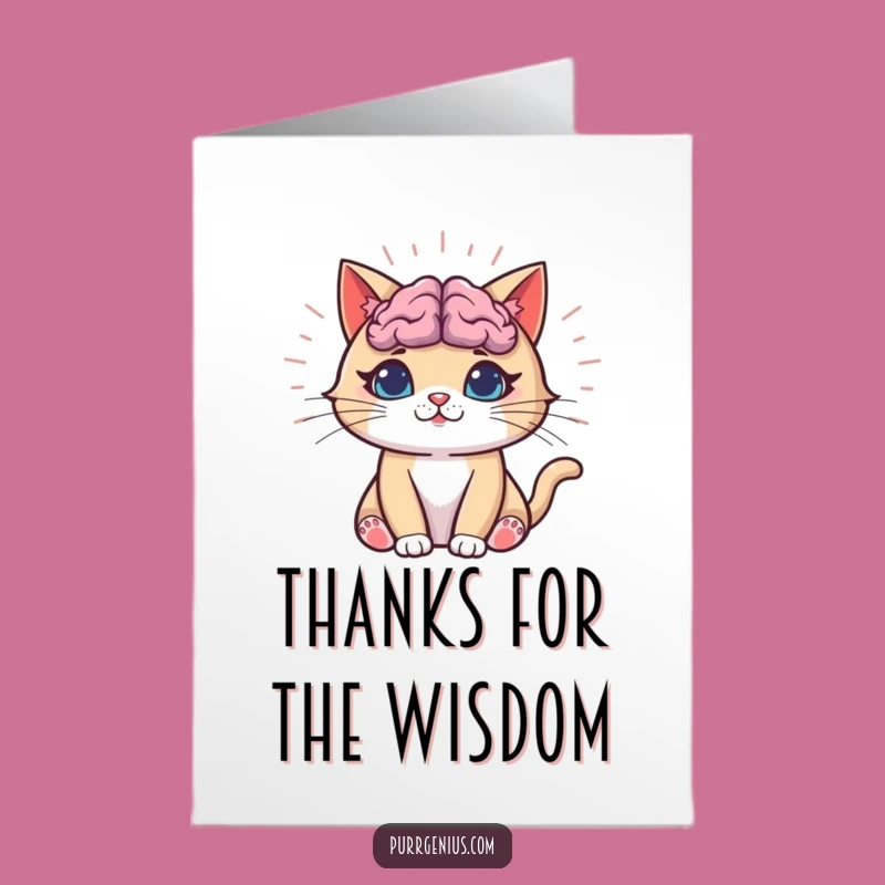 Free Printable Thank You Card: Smart Cat Brain Genius Downloadable Gift
