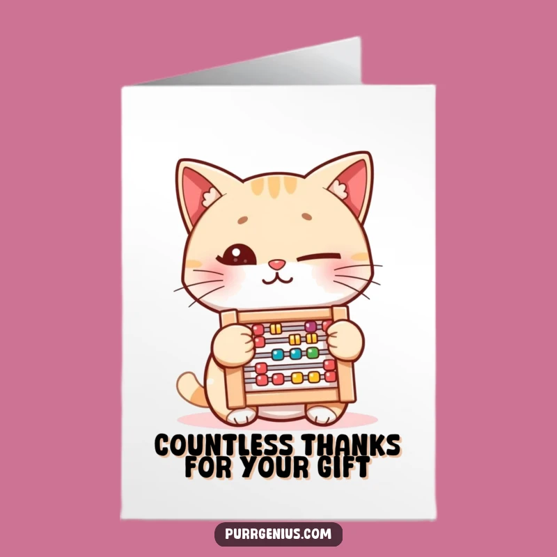 Free Printable Thank You Card: Winking Abacus Cat, Thank You with Funny Downloadable Gift