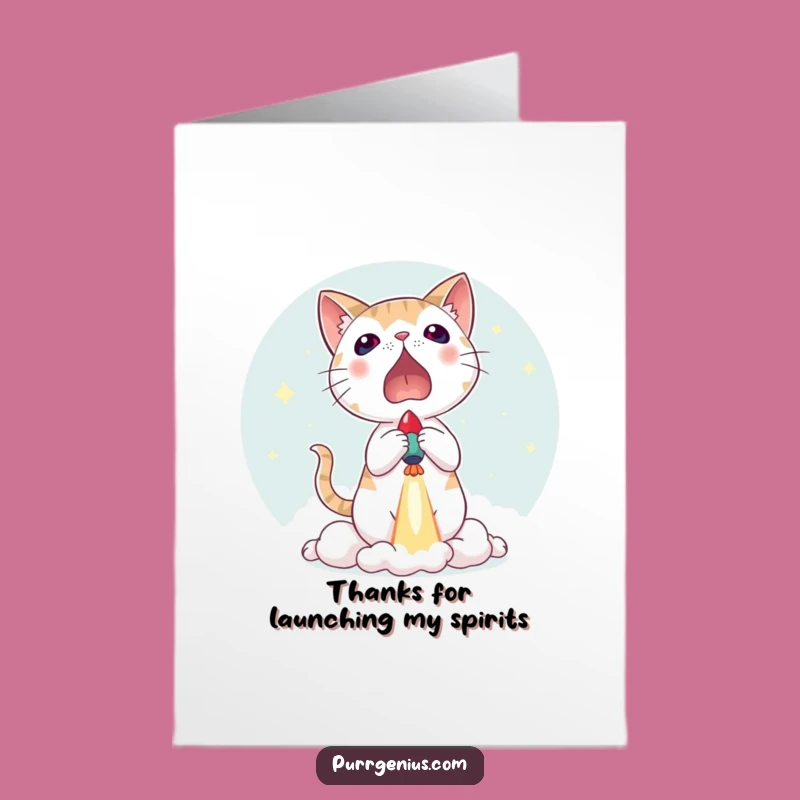 Free Printable Funny Cat Rocket Thank You Card - Amazing Downloadable Gift