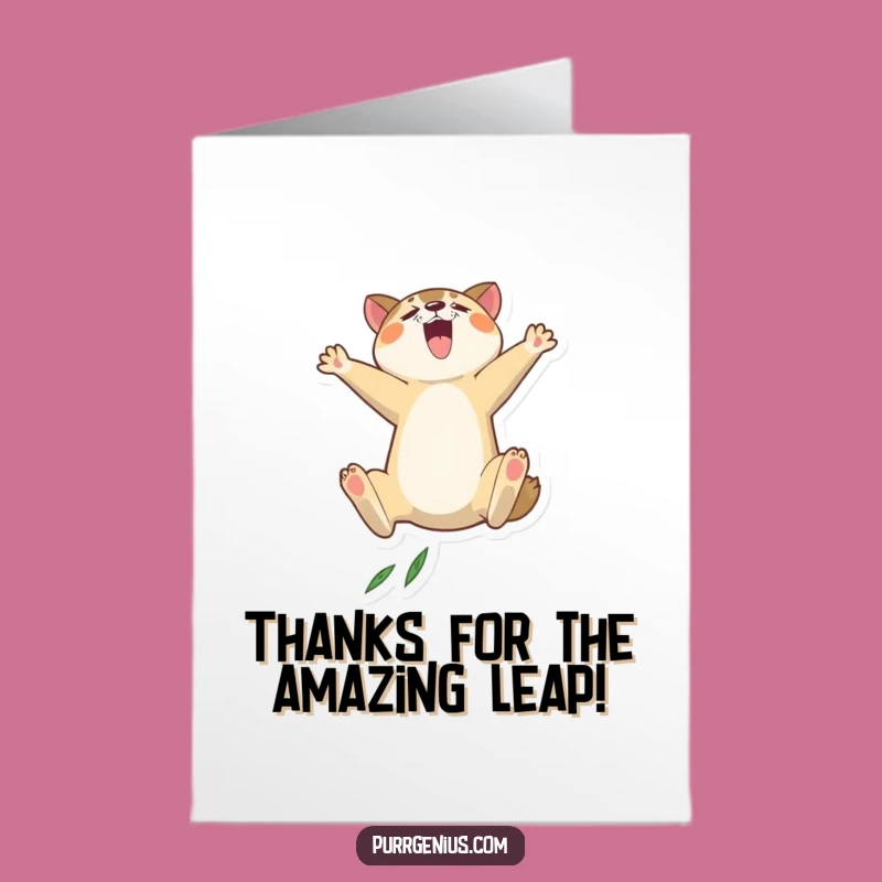 Free Printable Thank You Card: Leap of Gratitude Animal - Funny Downloadable Gift