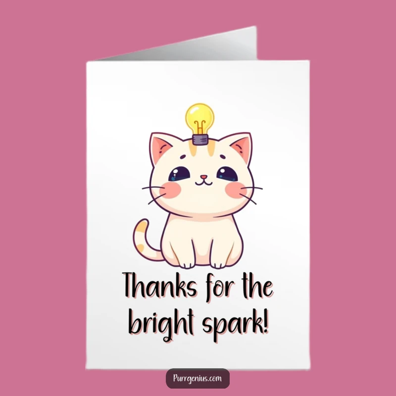 Free Printable Kawaii Cat Idea Thank You Card: Funny Downloadable Gift for Bright Sparks