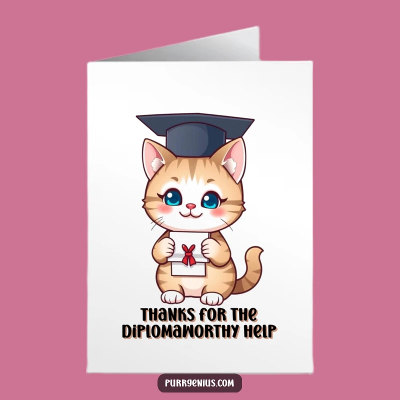 Free Printable Thank You Card: Grad Cat, Funny Downloadable Gift for Appreciation