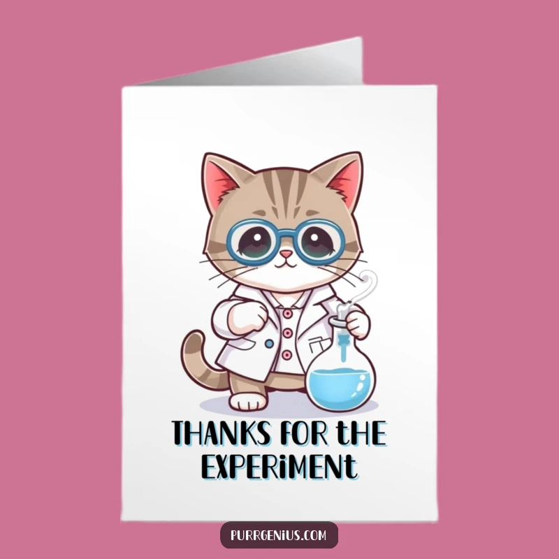 Free Printable Thank You Card: Scientist Cat Lab Funny Downloadable Gift