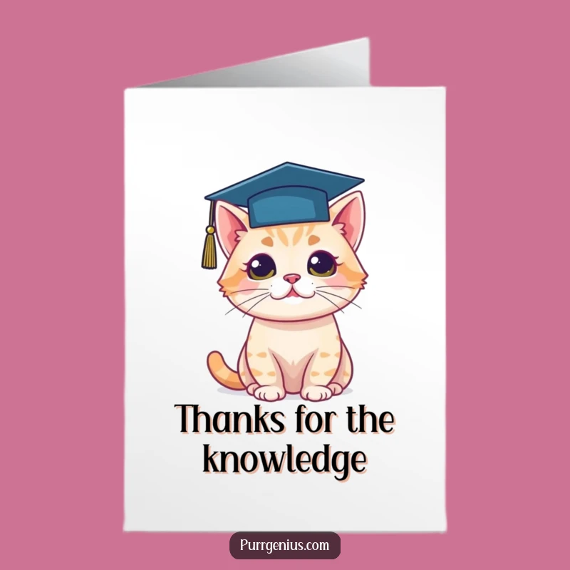 Free Printable Thank You Card: Smart Cat in Grad Cap Funny Downloadable Gift