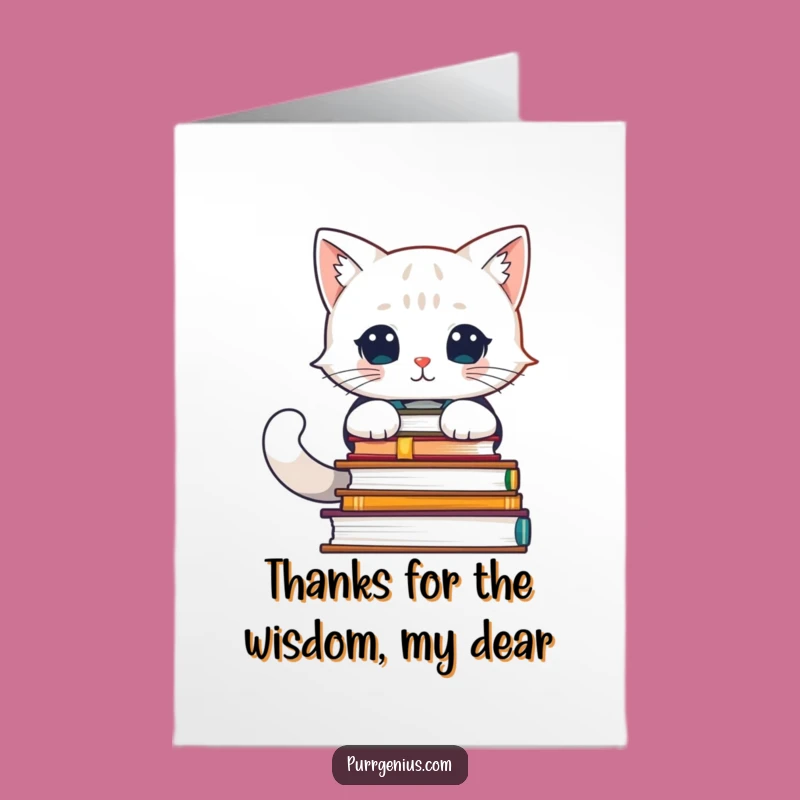 Free Printable Thank You Card: Brainy Cat Scholar, Funny Downloadable Appreciation Gift