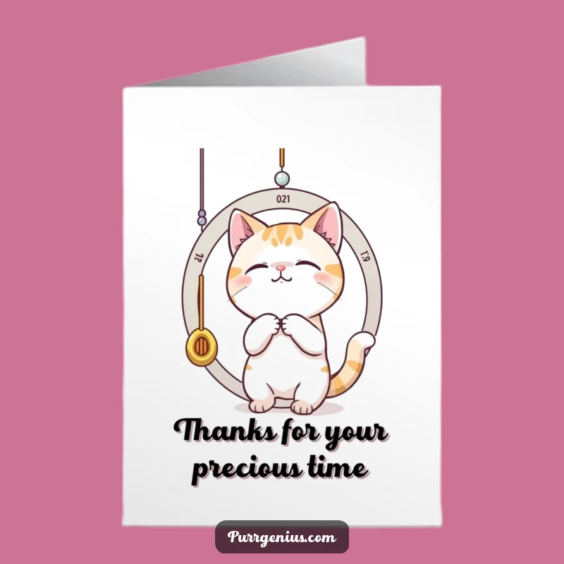 Free Printable Funny Cat Time Thank You Card - Appreciate the Moment Downloadable