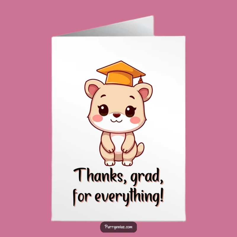 Free Printable Thank You Card: Grad Animal Says Thanks - Funny Downloadable Gift