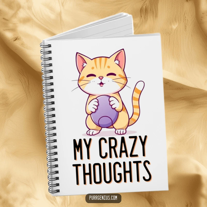 Funny Notebook: A talented cat showcases its ball trick, providing a humorous cover for your notes, thoughts, and ideas.