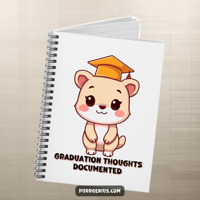 Funny graduation notebook with a cute animal wearing a cap, perfect for planning future successes and academic endeavors.