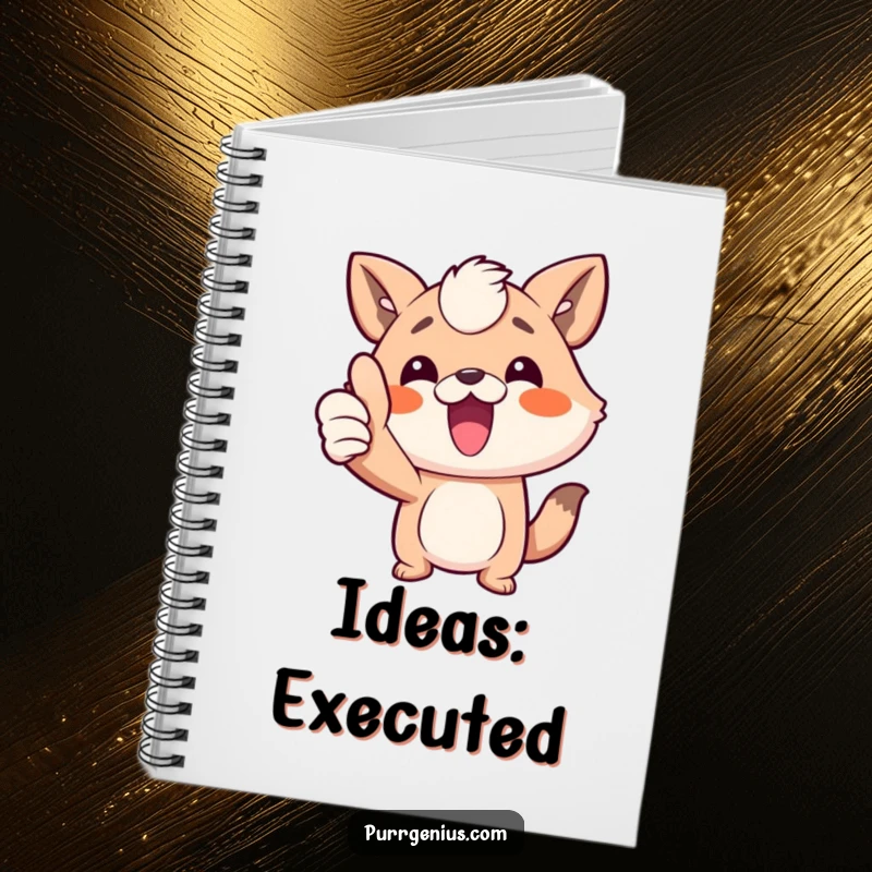 Funny animal character giving a confident thumbs up on the cover of a notebook, ready for notes, an inspiring and funny gift.