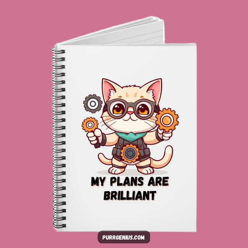 Funny Cat Inventor Notebook: Feline Pose Gears Journal Gift