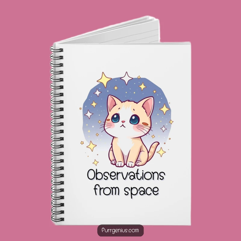 Funny Kawaii Cosmic Cat Notebook: Capture Your 'Aha!' Moments Under Starry Skies