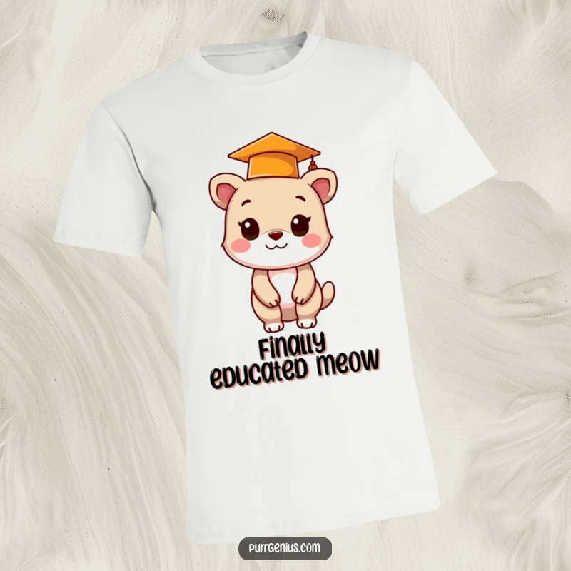 Funny t-shirt featuring a cute animal in a graduation cap, celebrating graduation with humor and pride for any student.