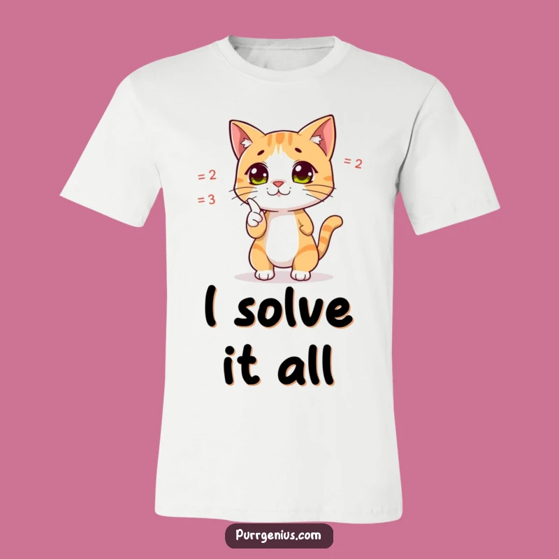 Funny Cat Equation Master T-Shirt: Dramatic Pointing Feline Math Tee