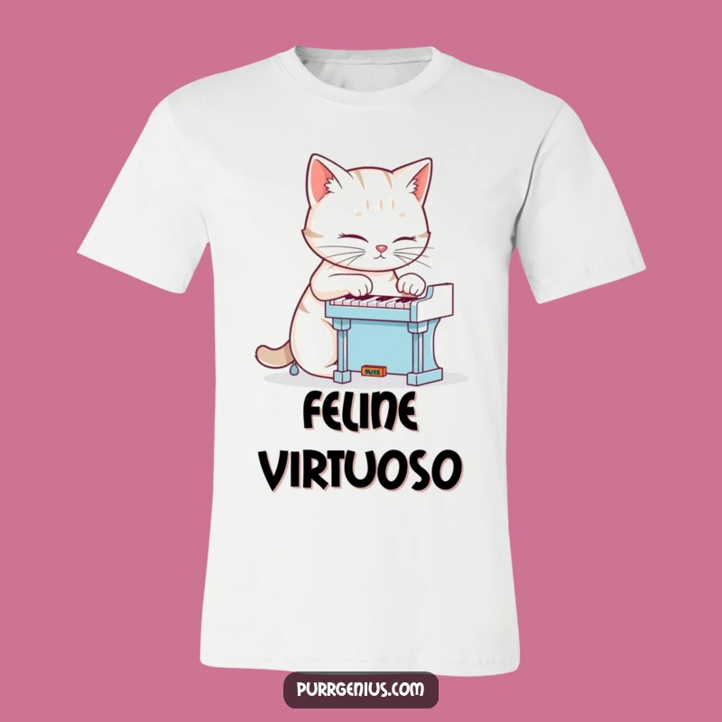 Funny Cat Piano Player T-Shirt: Whimsical Feline Musician Tee, Perfect Gift