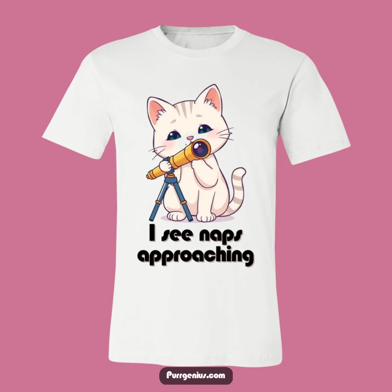 Funny Cat With Telescope T-Shirt: Hilarious Feline Astronomer Tee for a Stellar Look