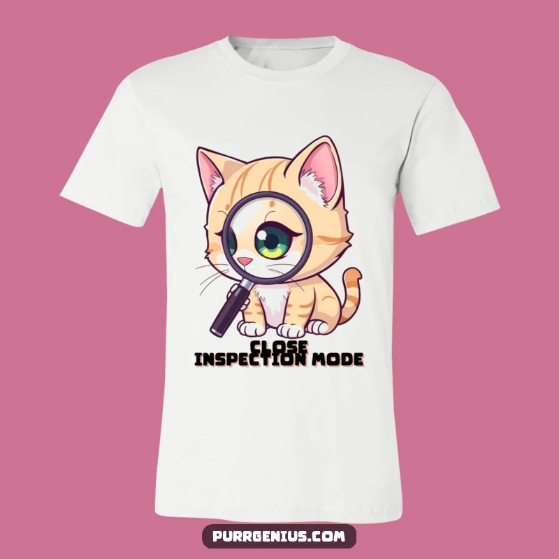 Funny Curious Cat T-Shirt: Magnified Observation Tee, Cool Gift for Cat Lovers