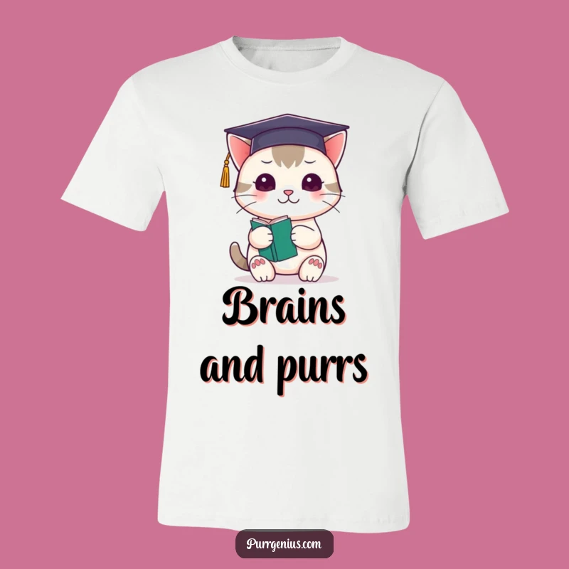 Funny Kawaii Cat Graduation T-Shirt: Celebrate Smarts with a Laugh