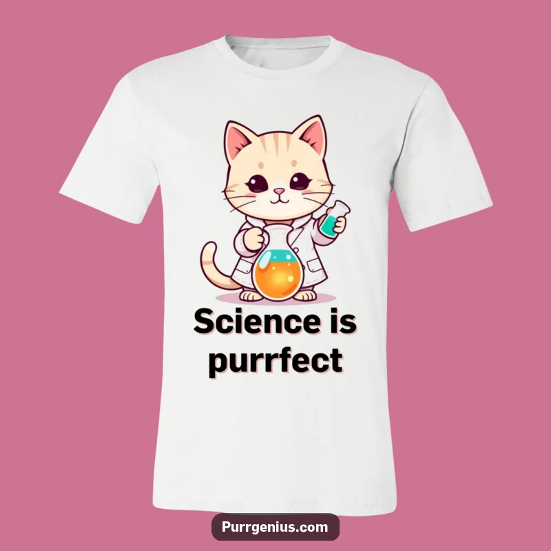 Funny Kawaii Cat Lab Coat Tee: Wear Your Scientific Humor Proudly