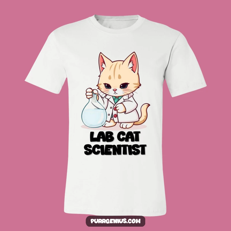 Funny Lab Cat T-Shirt: Curious Experiment Humor, Science Apparel