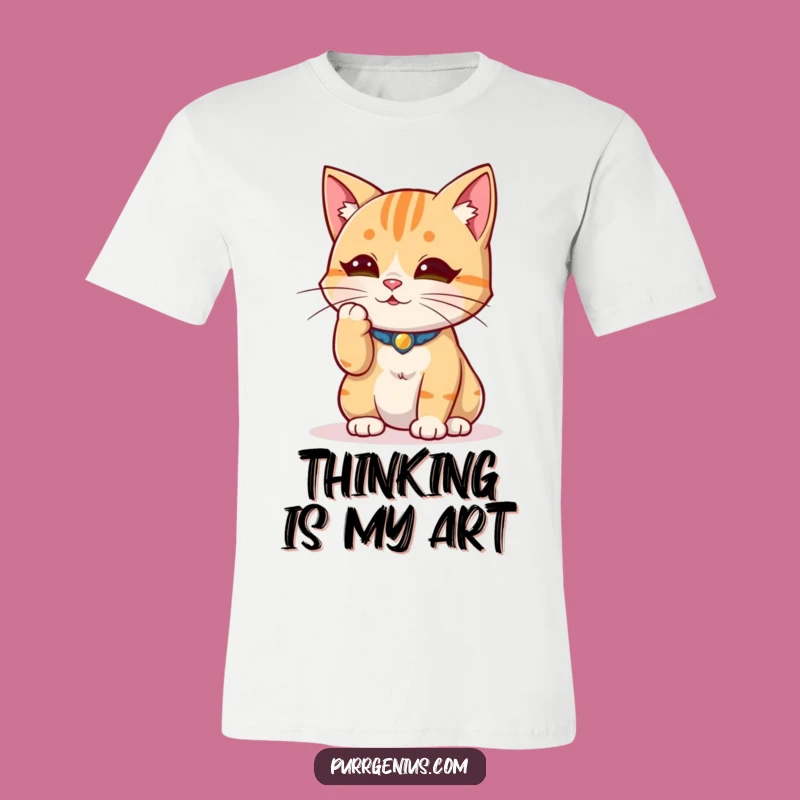 Funny Pondering Cat T-Shirt: Wise Feline Thoughts Funny Gift Idea