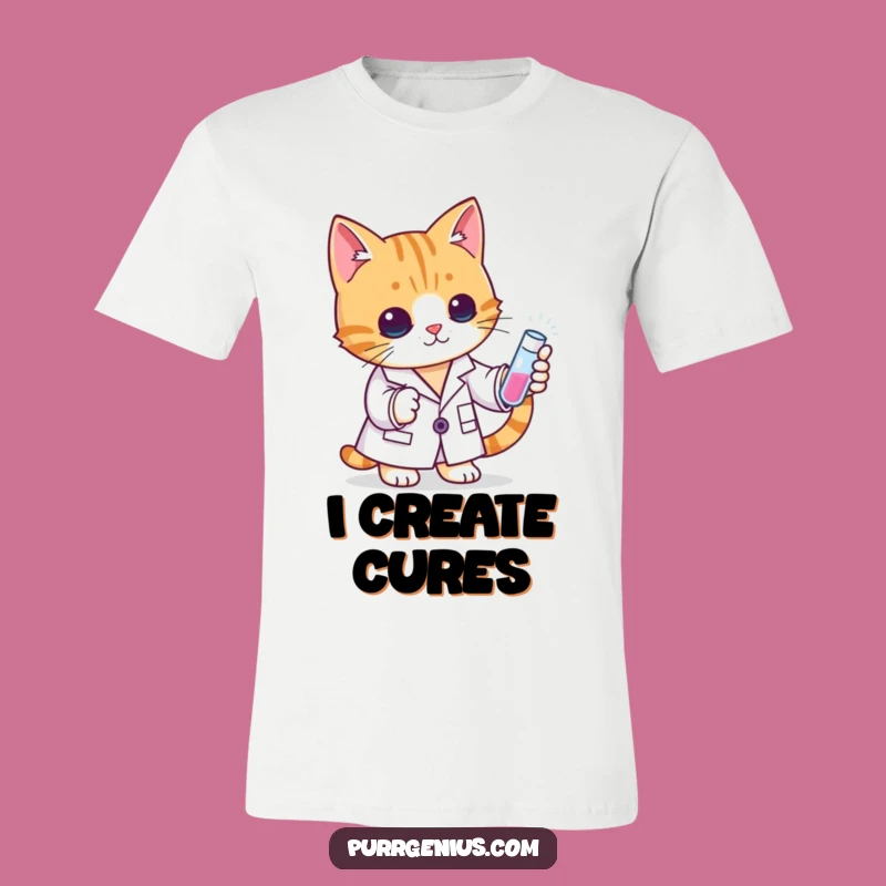 Funny Cat Lab Coat T-Shirt: Genius Feline Scientist Funny Gift for Colleagues