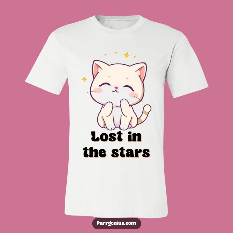 Funny Kawaii Cat Cosmic Thinker Tee: Wear Your Wonder with Humor