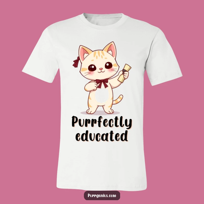 Funny Grad Cat T-Shirt: Confident Diploma Pose Style