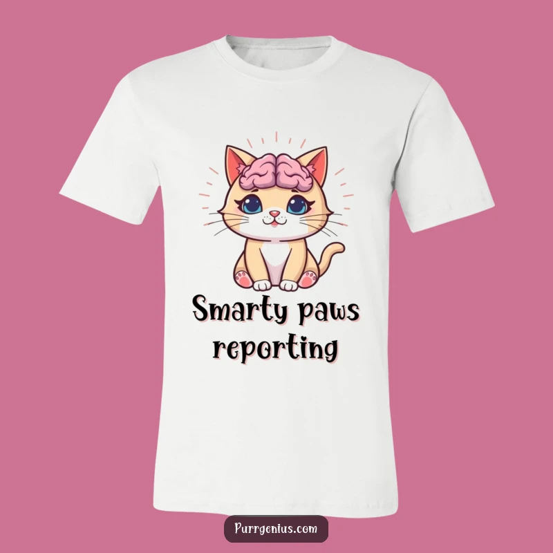 Funny Genius Cat T-Shirt: Smart Feline Brain Design, Ideal Funny Gift for Intellects