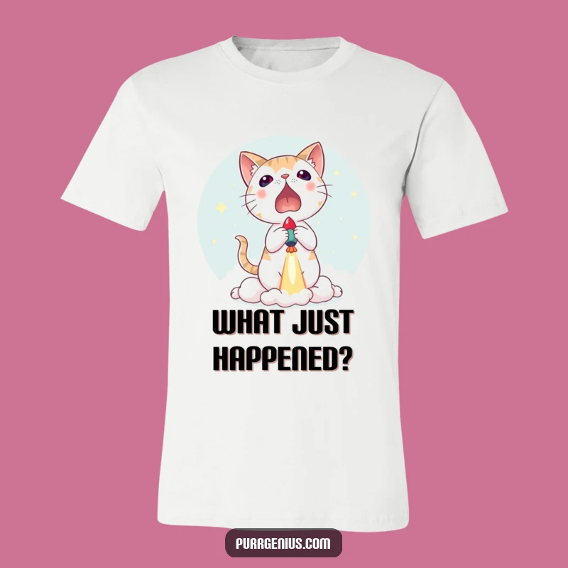 Funny Surprised Cat Rocket T-Shirt: Wear Your Shock in Style
