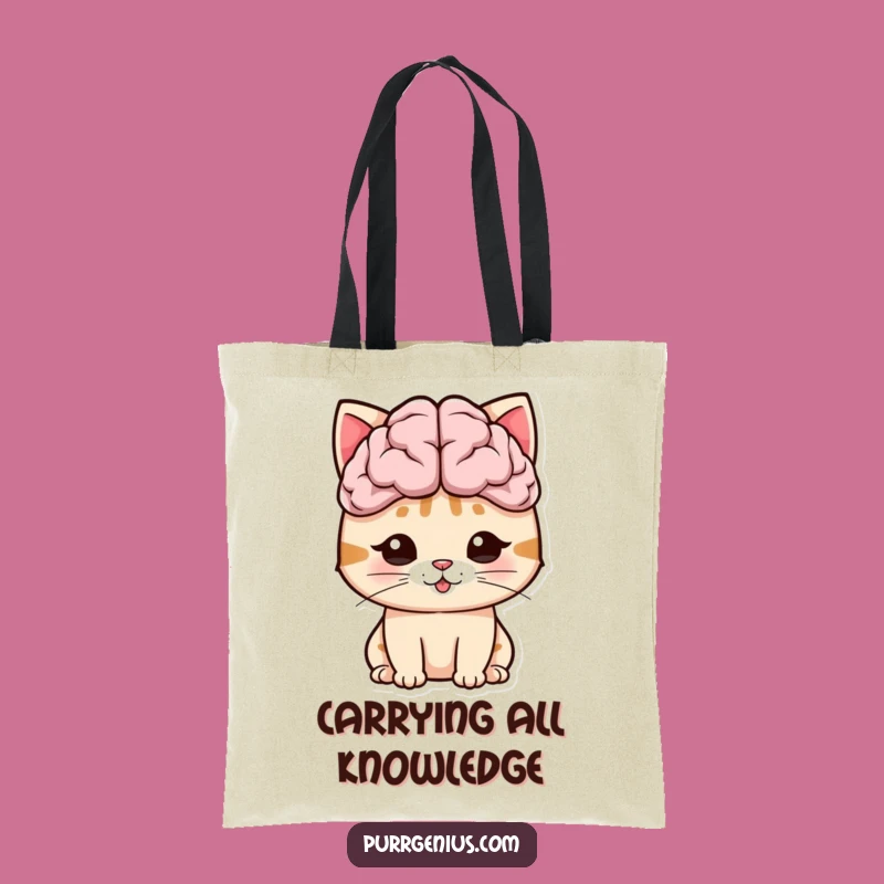 Funny Big Brain Cat Tote Bag: Carry Your Smarts Everywhere