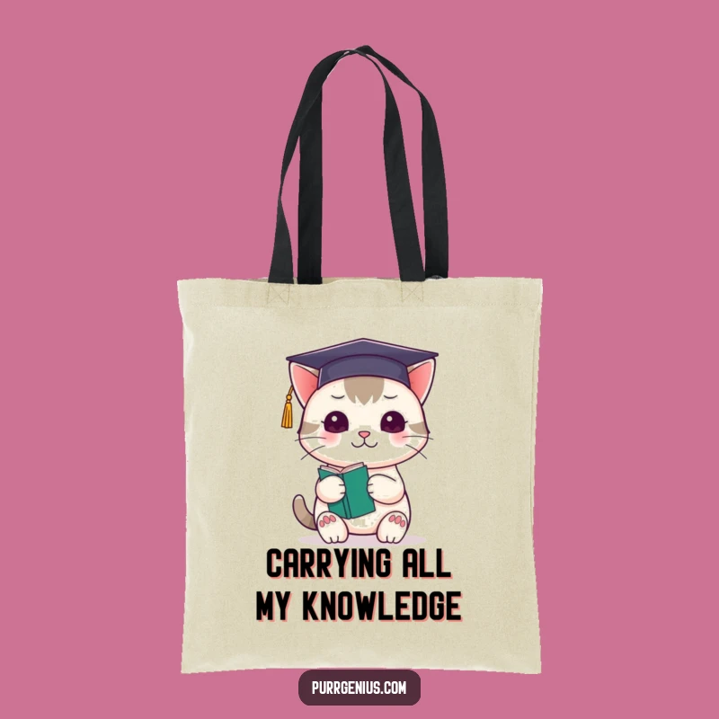 Funny Kawaii Cat Graduation Tote Bag: Carry Your Books & Brilliance