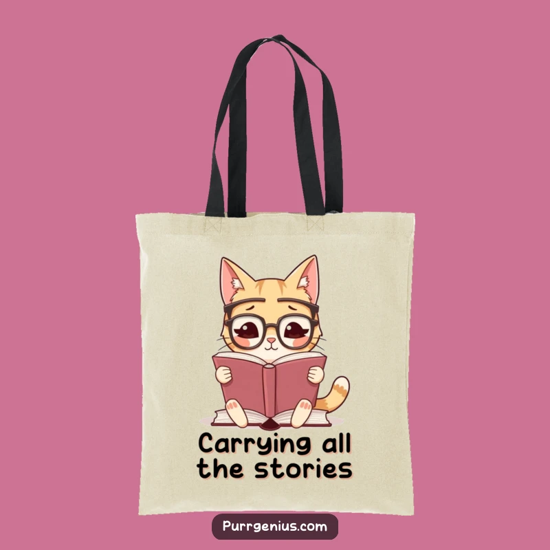 Funny Bookworm Cat Tote Bag: Cute Feline Reader Accessory for Daily Errands