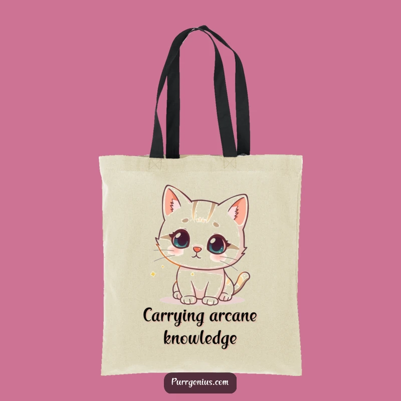 Funny Cat Formula Tote Bag: Intrigued Feline Science Carry-All Gift
