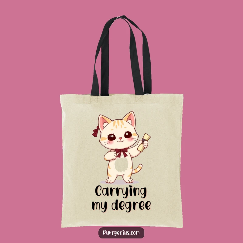 Funny Grad Cat Tote Bag: Confident Diploma Carrier