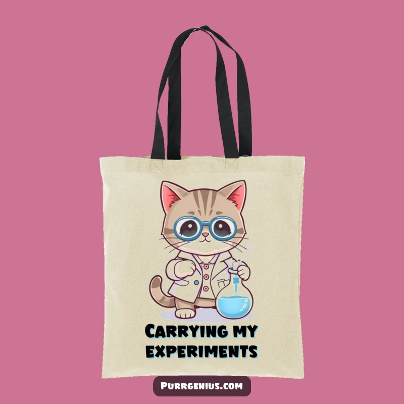 Funny Mad Scientist Cat Tote Bag: Lab Coat Feline Bag for Experiments