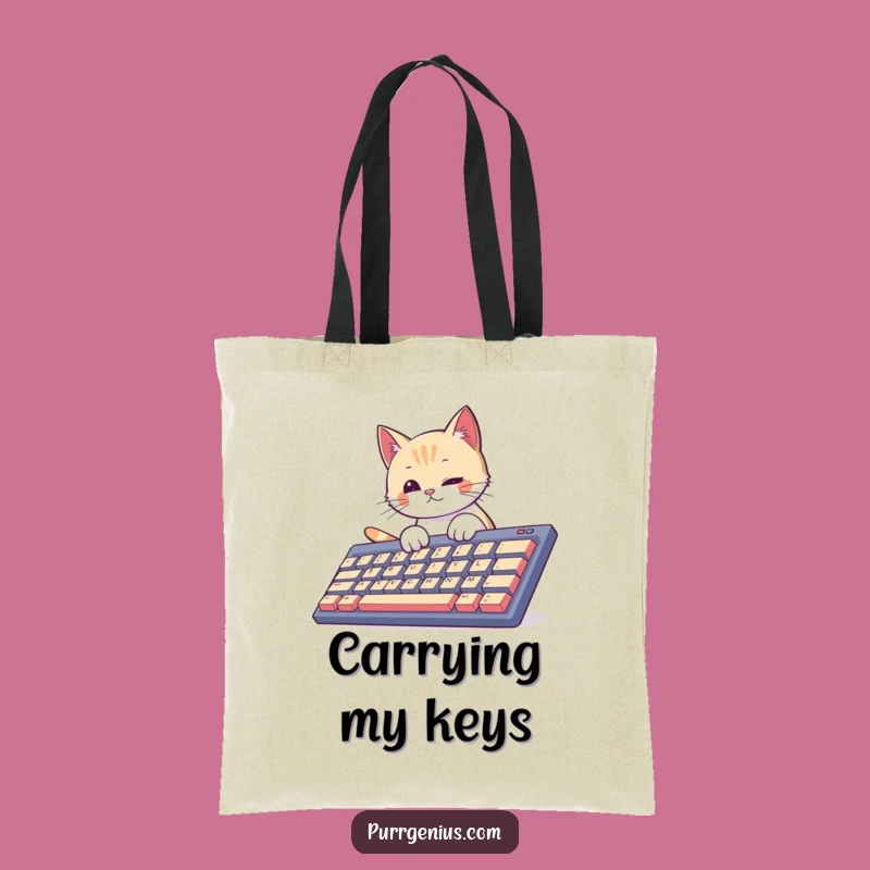 Funny Cat Typist Tote Bag: Carry Your Tech Gear with This Hilarious Feline Accessory