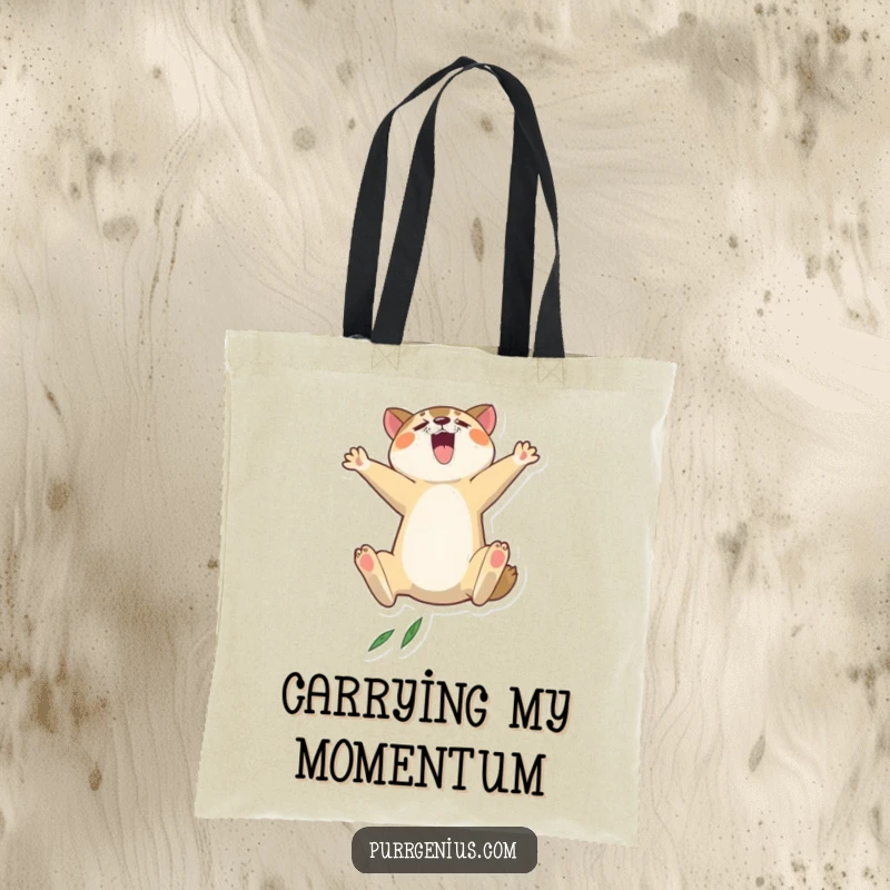 Funny tote bag featuring a leaping animal, symbolizing high energy, ambition, and a playful approach to carrying essentials.