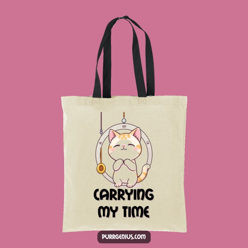 Funny Time-Traveling Cat Tote Bag: Carry Your Time and Treasures with This Hilarious Feline