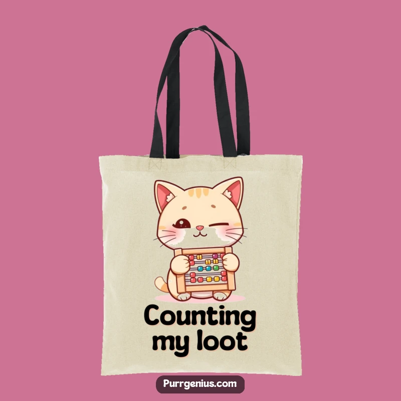 Funny Clever Cat Tote Bag: Winking Feline Abacus Accessory, Gift