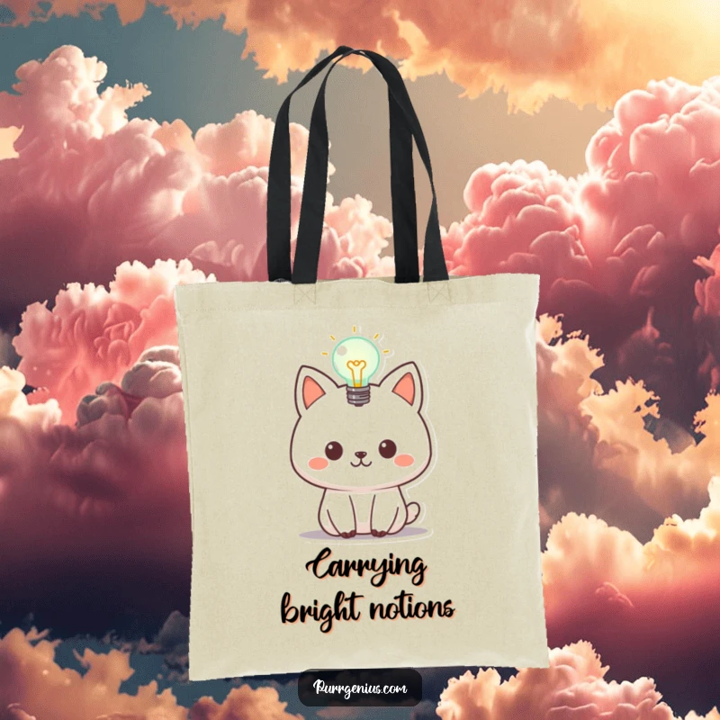 Funny tote bag with an animal character and a lightbulb, symbolizing intelligence and practicality for everyday use.