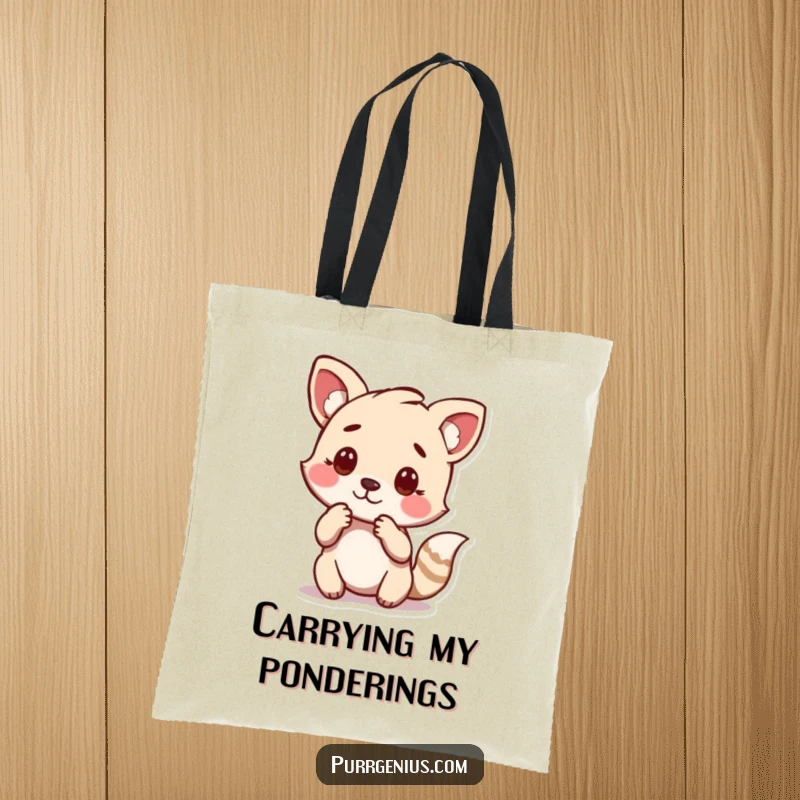 Funny tote bag illustration of an animal in a deep thinking pose, ideal for carrying intellectual pursuits.