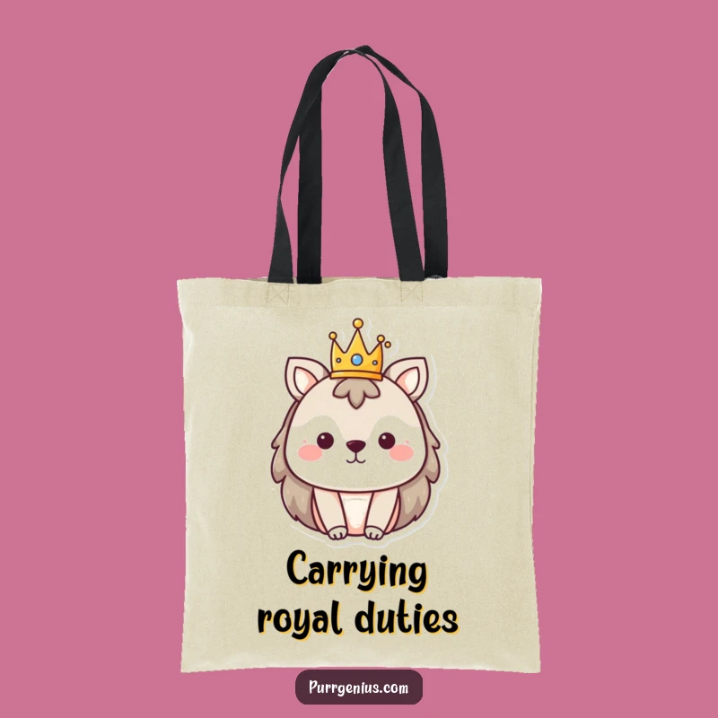 Funny Animal Tiny Crown Tote Bag: Carry Your Kingdom