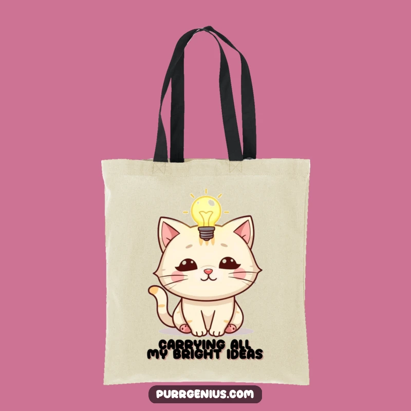 Funny Cat Lightbulb Tote Bag: Carry Your Bright Ideas