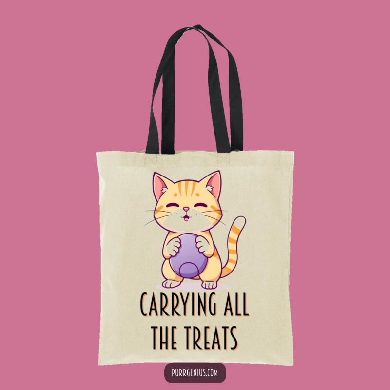 Funny Cat Trickster Tote Bag: Clever Feline Ball Masterpiece, Ideal Funny Gift for Shoppers