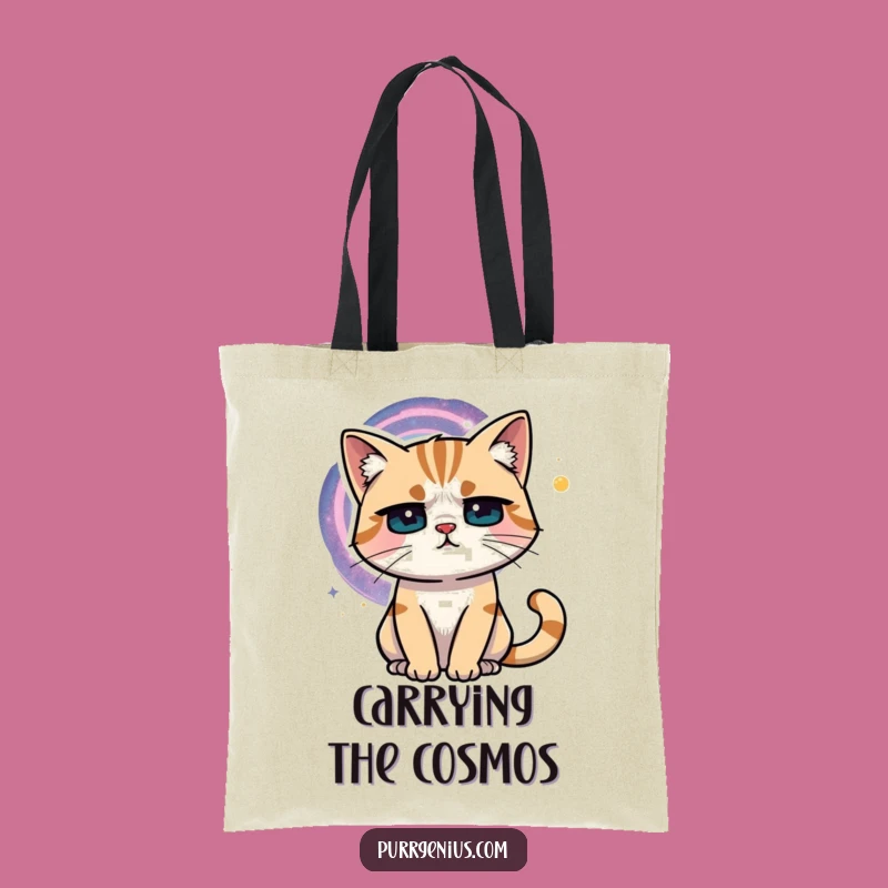 Funny Cosmic Cat Tote Bag: Carry Your Thoughts and Treasures with This Hilarious Feline