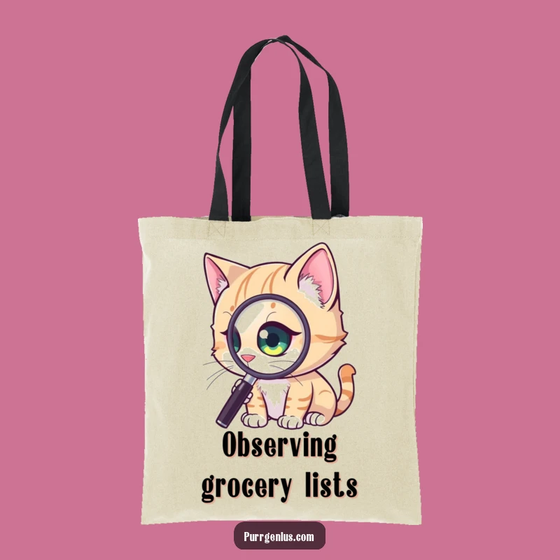 Funny Curious Cat Tote Bag: Magnified Discovery Pouch, Practical Gift for Explorers