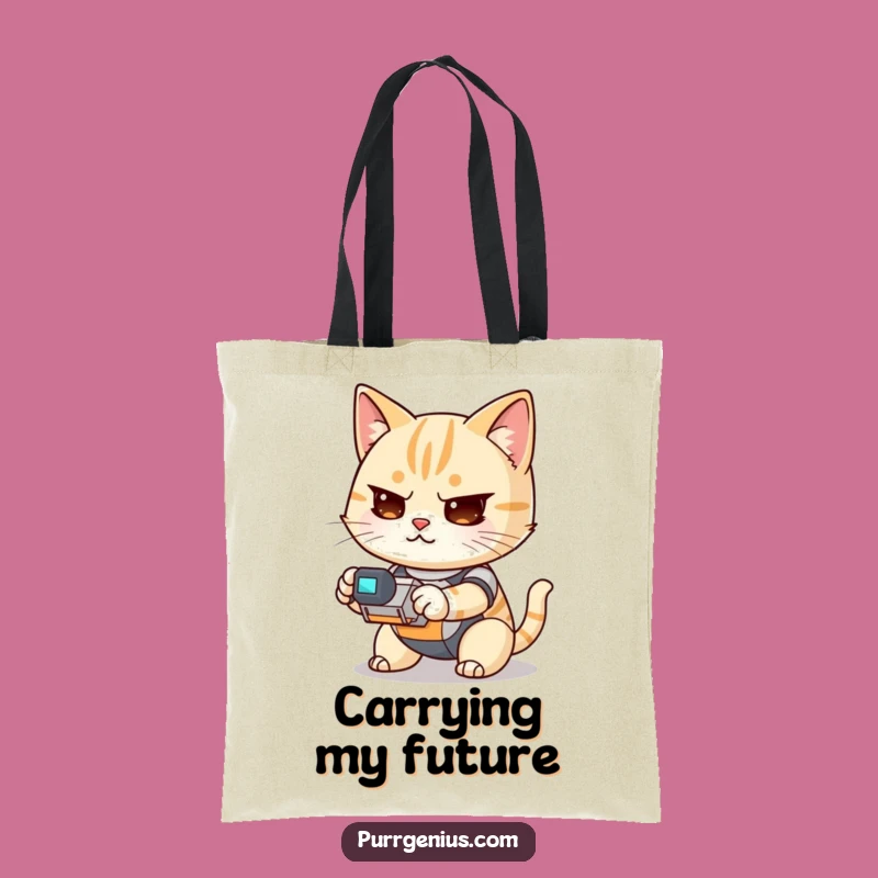 Funny Kawaii Cat Engineer Tote Bag: Carry Your Laughs & Tech Gear
