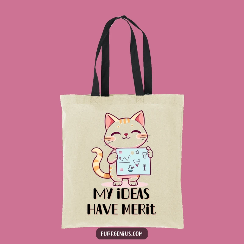 Funny Kawaii Cat Presentation Tote Bag: Carry Your Knowledge & Essentials